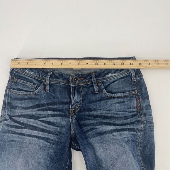 Silver Jeans Women 28 Blue Denim Mid-Rise Hipster 5-Pockets Straight Leg Zip Fly - Picture 5 of 14